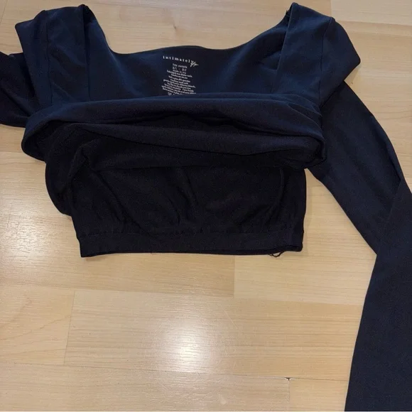 Free People Intimately Clean Line Black Long Sleeve Sz XS Square Neck Built Bra - Picture 8 of 11